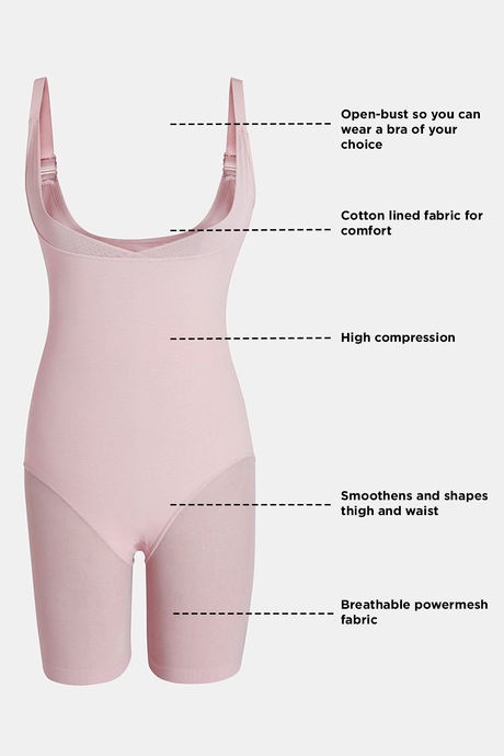 Zivame High Compression Short Length Thigh Shaper Bodysuit - Sepia Rose — image 10